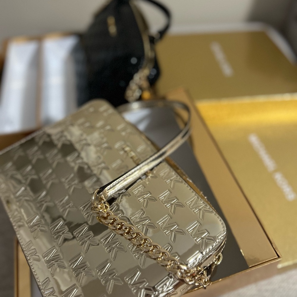 Michael Kors Gold and Black Embossed Shoulder Bag 2 for 1